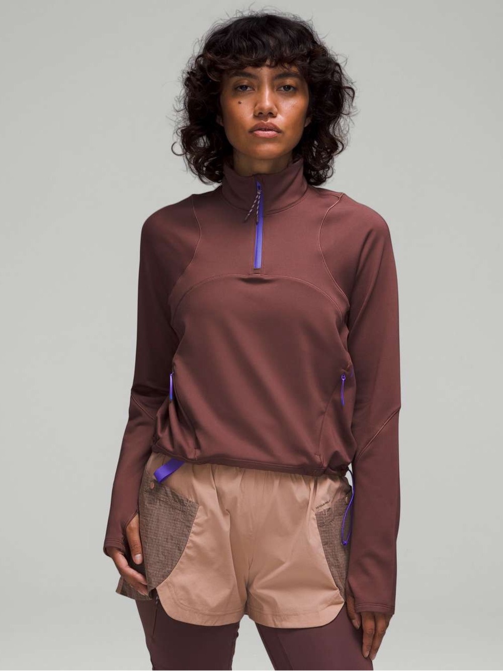 Lululemon Tech Fleece Hiking 1/4 Zip Pullover Size 8 Dark Oxide / Pink Clay - Picture 1 of 16
